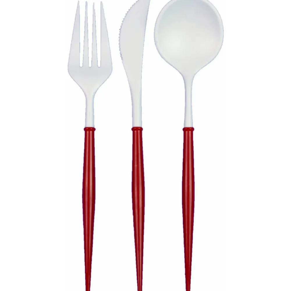 Outlet Sophistiplate Fancy Red and White Cutlery
