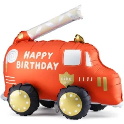 Online Party Deco Fire Truck Happy Birthday Foil Balloon
