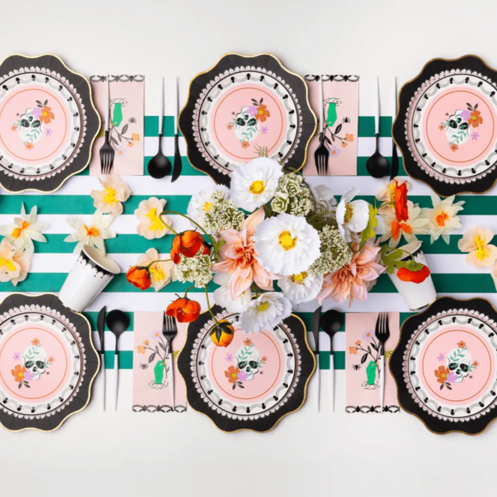 Online Bonjour Fete Floral Halloween Skulls & Spiders Dessert Plates