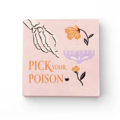 Discount Bonjour Fete Floral Halloween Skulls & Spiders Cocktail Napkins