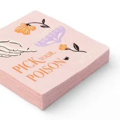 Discount Bonjour Fete Floral Halloween Skulls & Spiders Cocktail Napkins