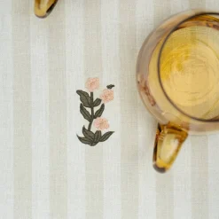 Sale Galley and Fen Flower and Stripes Ruffled Tablecloth