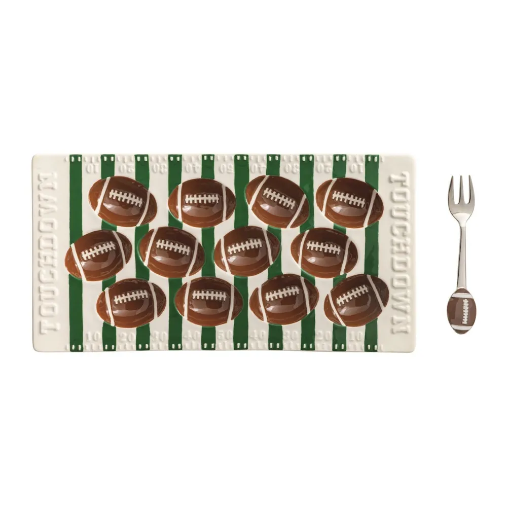 Mud Pie Football Field Deviled Egg Tray Set