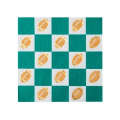 Bonjour Fete Football & Green Checker Large Napkins