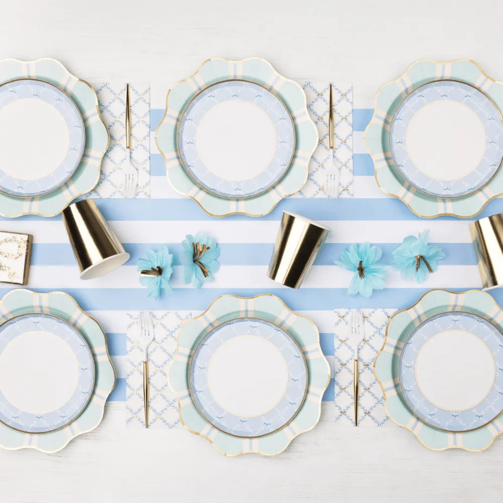 Discount Bonjour Fete Fresh Mint Regency Stripe Dinner Plates