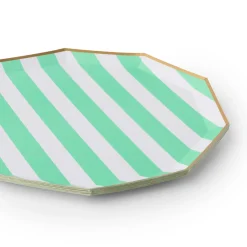 Discount Bonjour Fete Fresh Mint Signature Cabana Stripe Large Plates