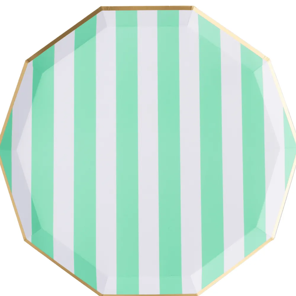 Discount Bonjour Fete Fresh Mint Signature Cabana Stripe Large Plates