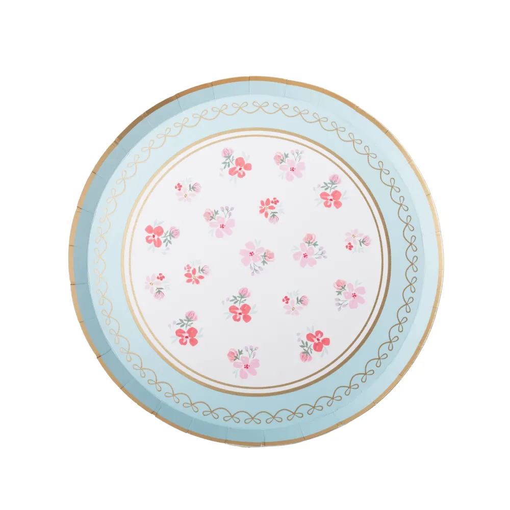 Bonjour Fete Fresh Mint Watercolor Floral Dessert Plates
