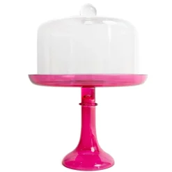 Clearance Estelle Colored Glass Fuchsia Glass Cake Stand