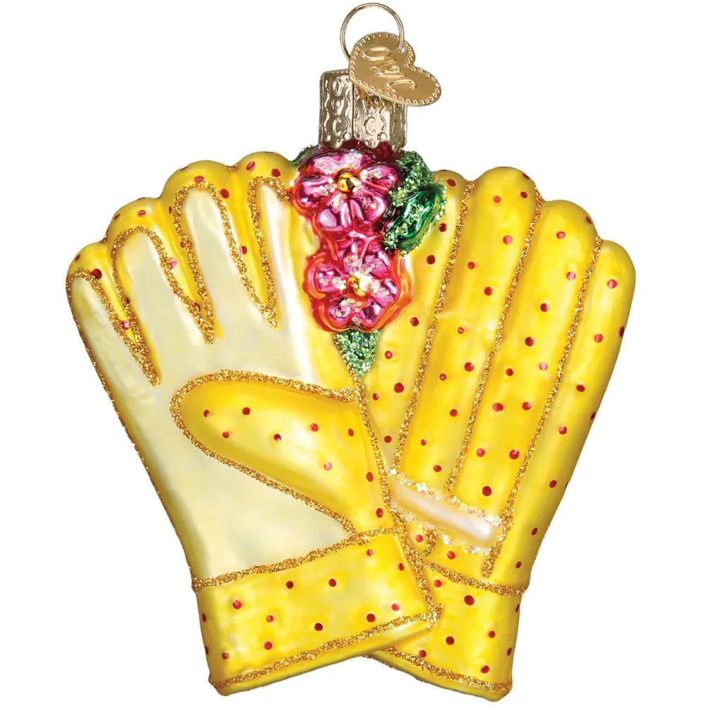 Hot Old World Christmas Gardening Gloves Ornament