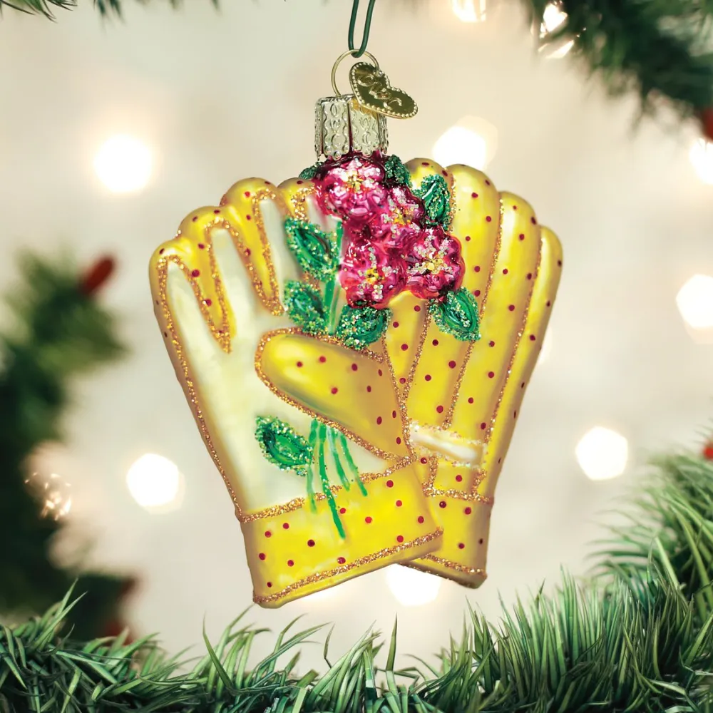 Hot Old World Christmas Gardening Gloves Ornament