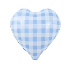 Hot Partybarco Gingham Blue Heart Foil Balloon