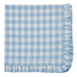 Hot Trudie Gingham Blue Ruffled Dinner Napkins - Set of 4