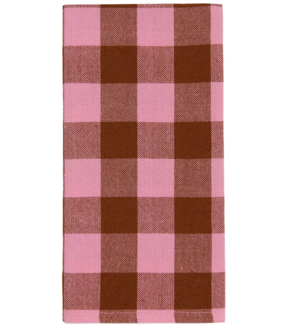 Online Heather Taylor Home Gingham Candy Nutmeg & Pink Napkins