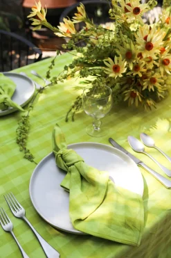 Heather Taylor Home Gingham Citron Green Tablecloth