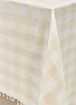 Sale Heather Taylor Home Gingham Cream Tablecloth