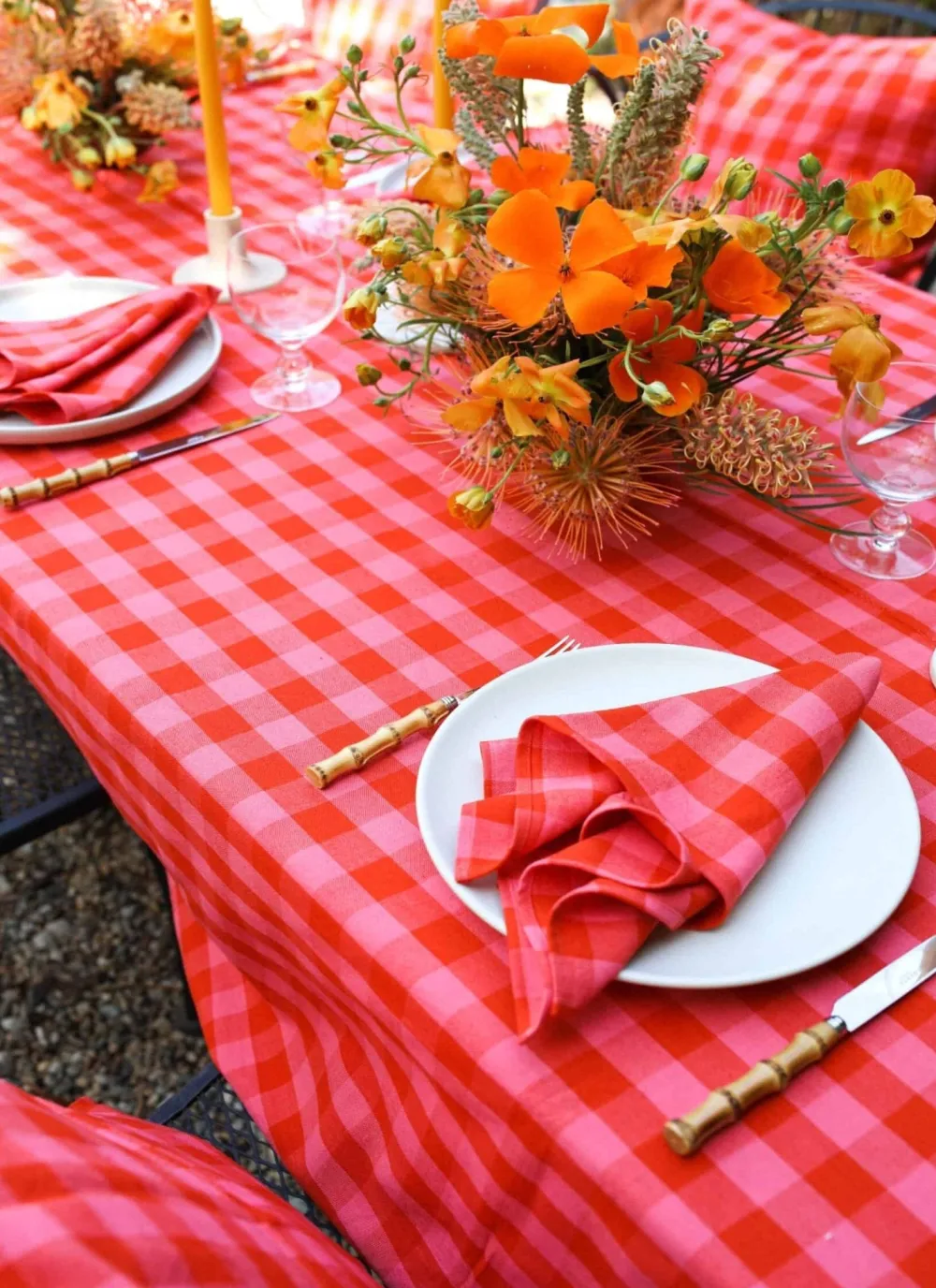 Online Heather Taylor Home Gingham Guava Tablecloth
