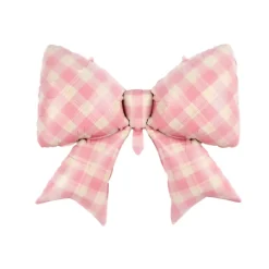 Outlet Partybarco Gingham Pink Bow Foil Balloon