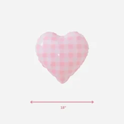 Clearance Partybarco Gingham Pink Heart Foil Balloon