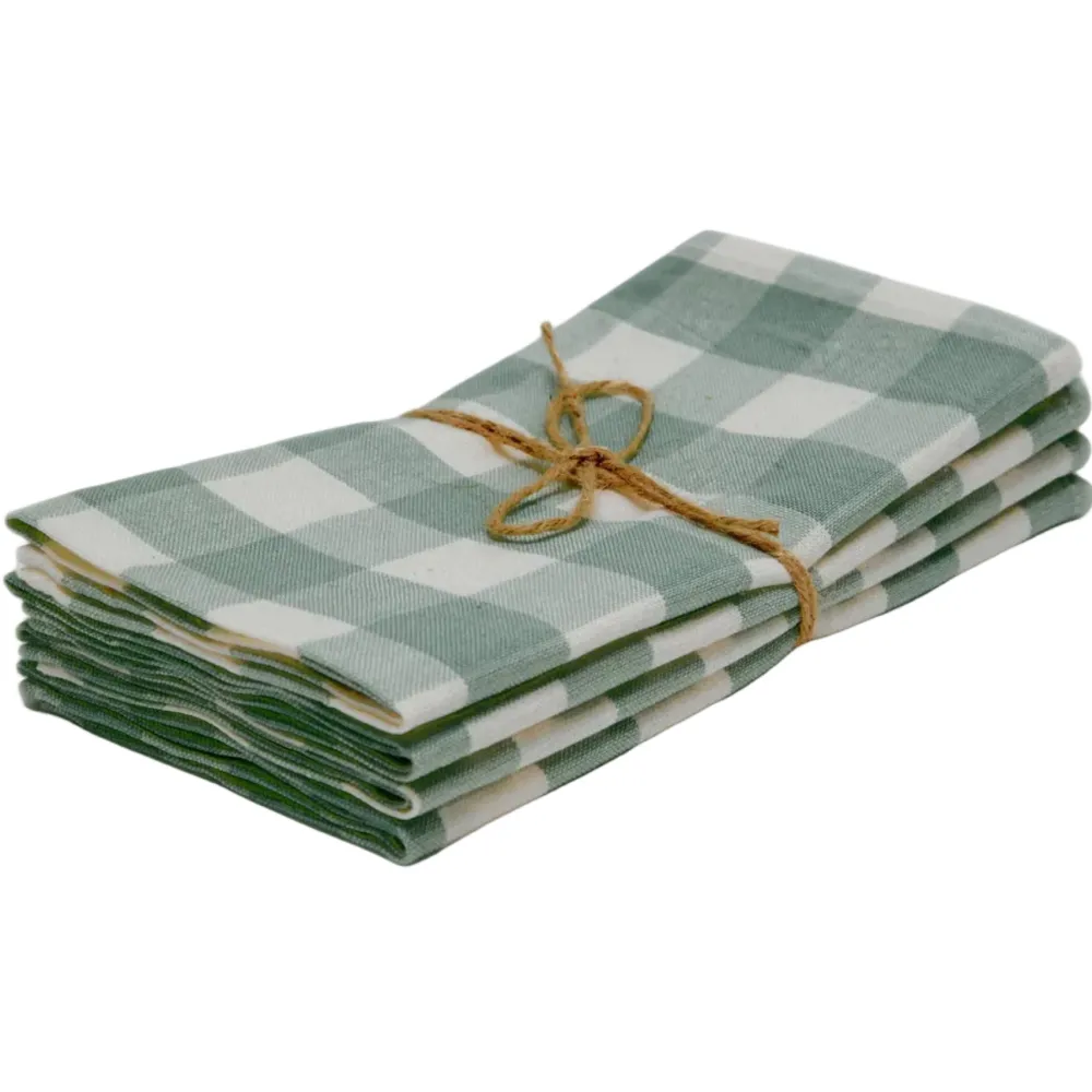 Outlet Heather Taylor Home Gingham Sage Green Napkins