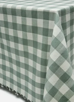 New Heather Taylor Home Gingham Sage Tablecloth