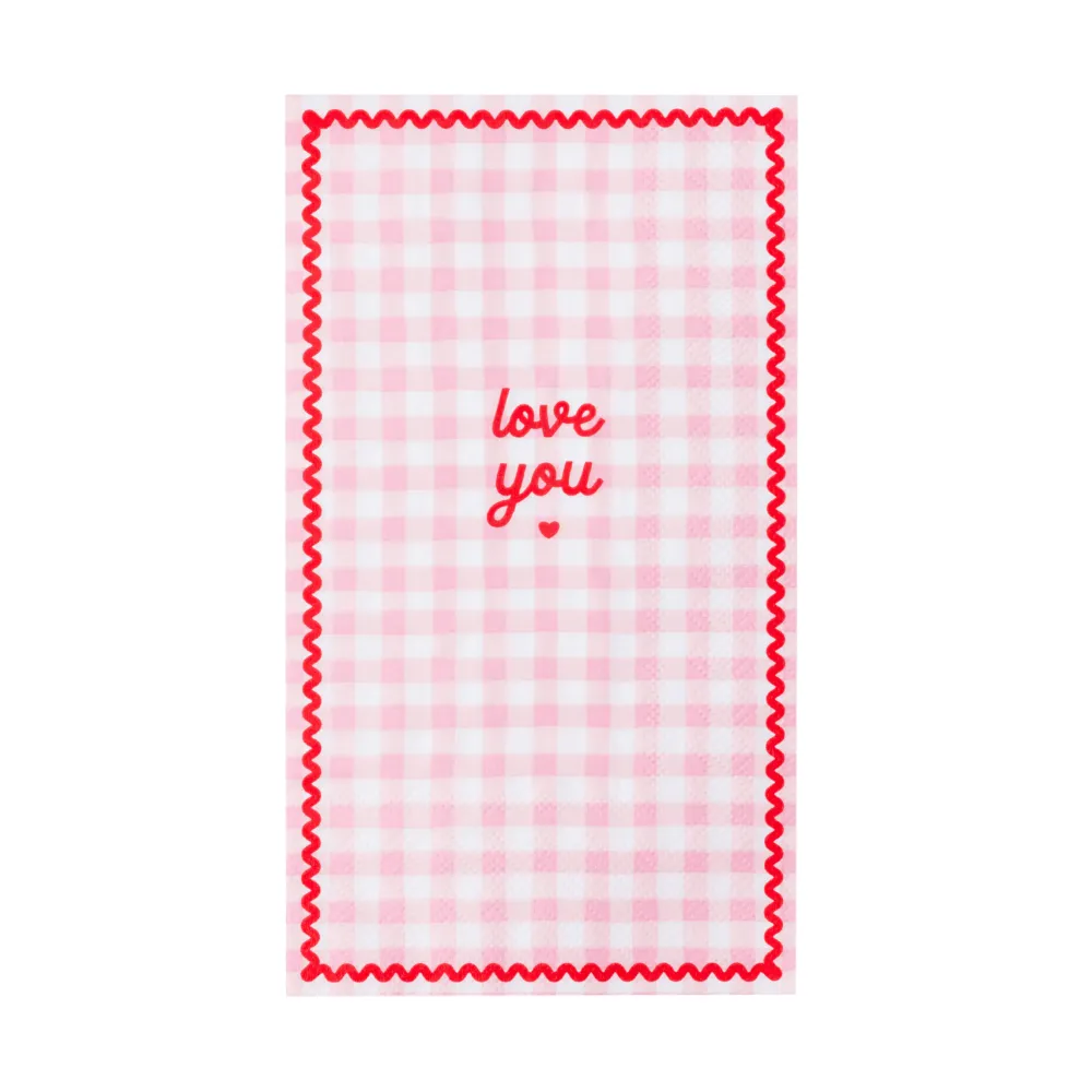 Hot Bonjour Fete Gingham Valentine's Day Guest Towels