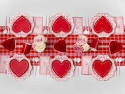 Hot Bonjour Fete Gingham Valentine's Day Guest Towels