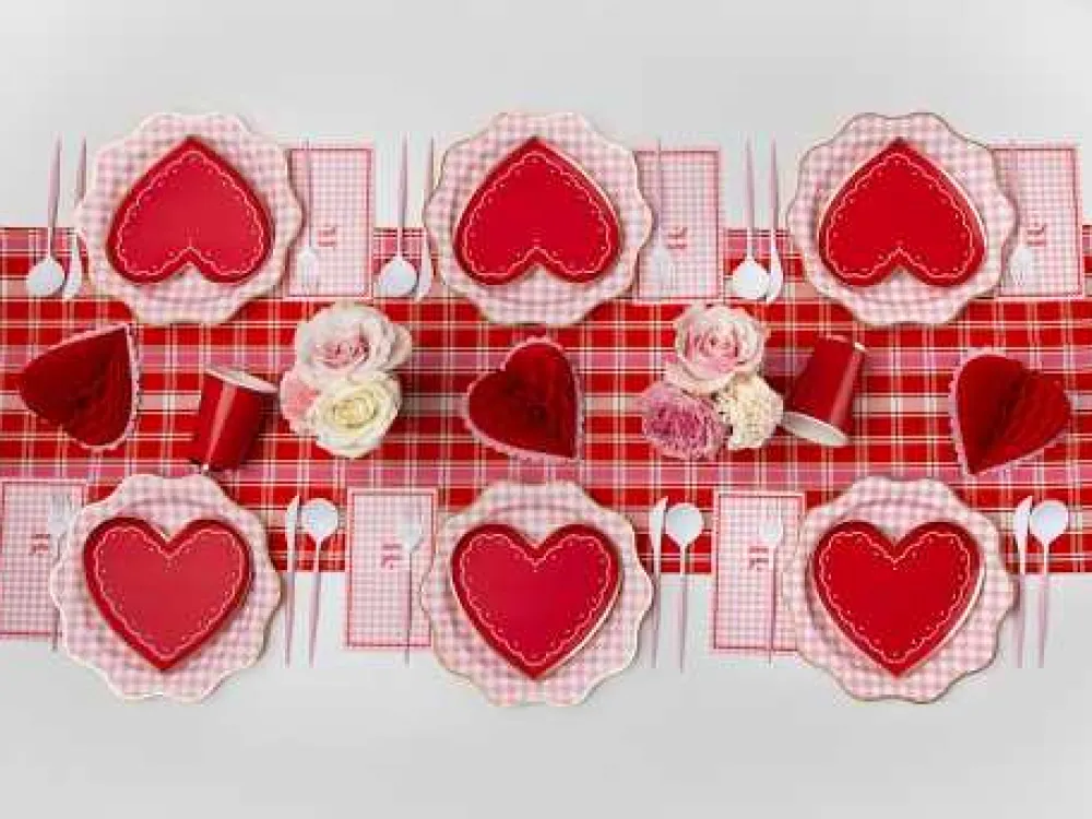 Hot Bonjour Fete Gingham Valentine's Day Guest Towels