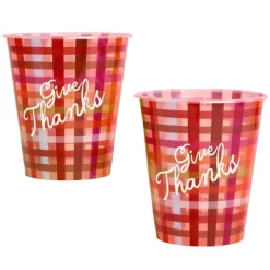 xo, Fetti Give Thanks Plaid Party Cups