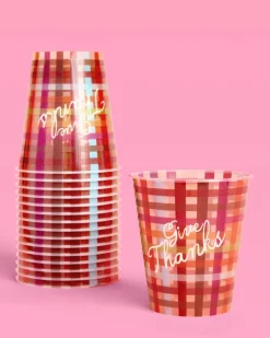 xo, Fetti Give Thanks Plaid Party Cups
