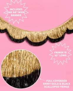 Hot xo, Fetti Gold & Black Scallop Fringe Banner