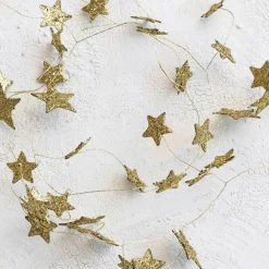 Sale Creative Co-op Gold Glitter Star Garland