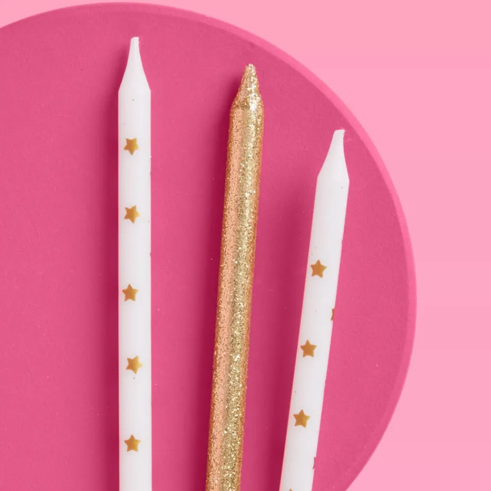 Hot xo, Fetti Gold Glitter & Stars Birthday Candles
