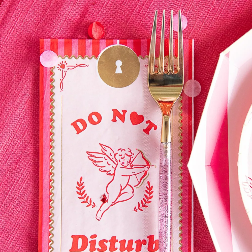 New Packed Party Gold & Pink Confetti Cutlery