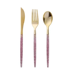 New Packed Party Gold & Pink Confetti Cutlery