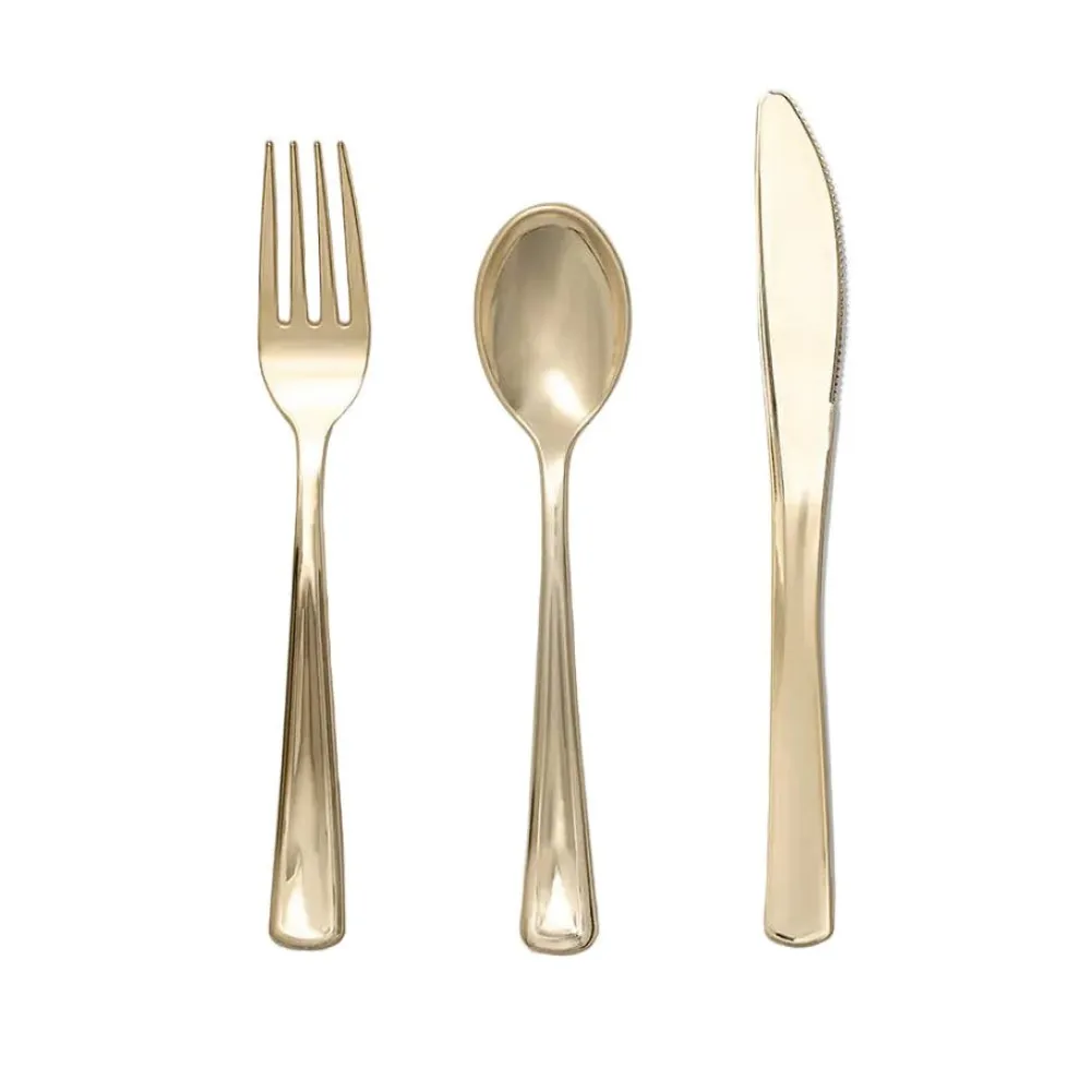 Hot Coterie Party Supplies Gold Plastic Cutlery