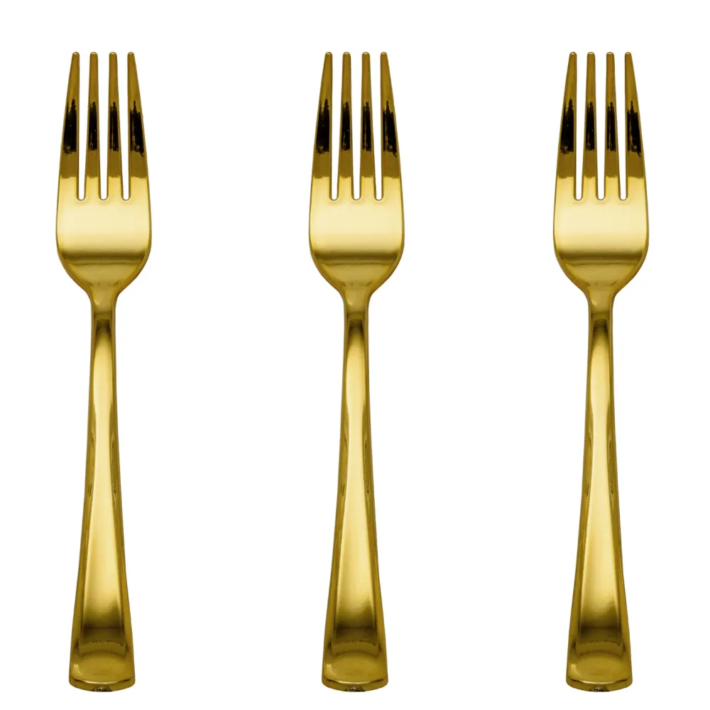 Hot Crown Display Gold Plastic Forks