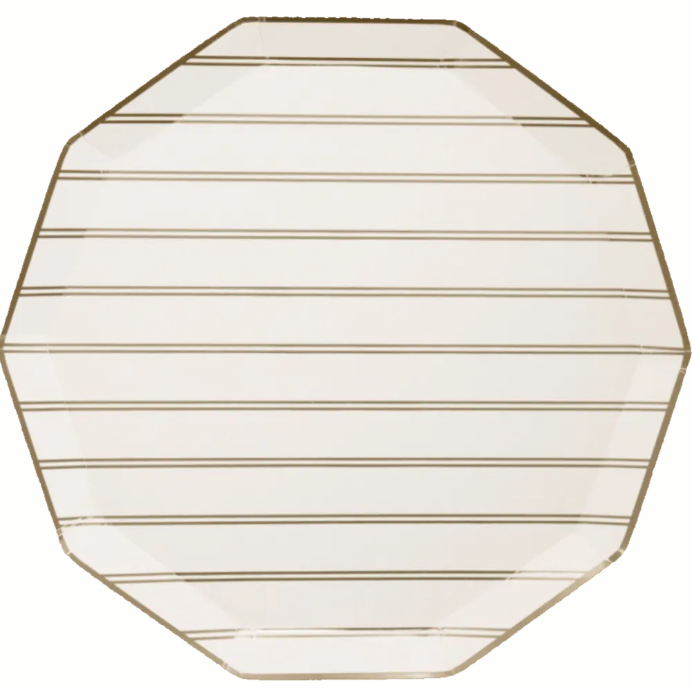Sale Bonjour Fete Gold Stripe Large Plates