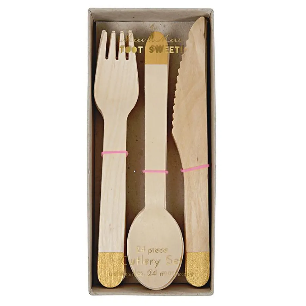 Discount Meri Meri Gold Wooden Cutlery