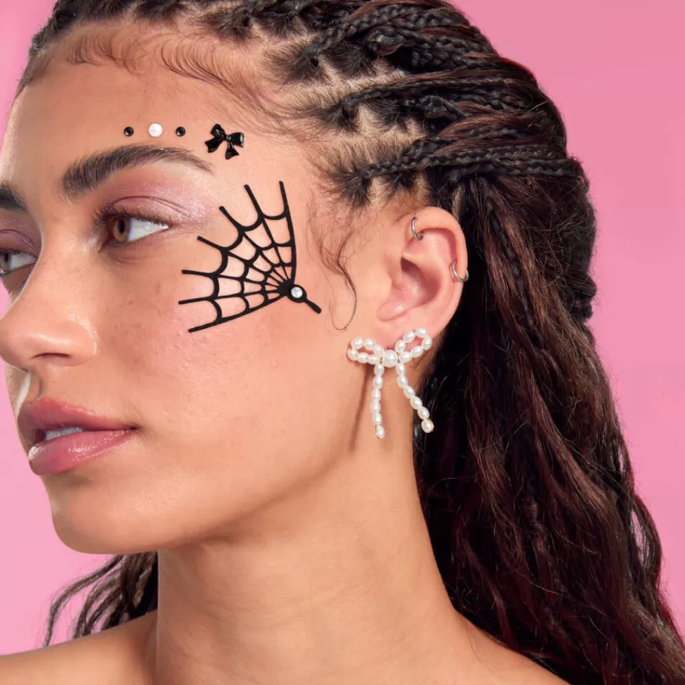 New xo, Fetti Gothic Halloween Face Gems - Pearl & Bow Set