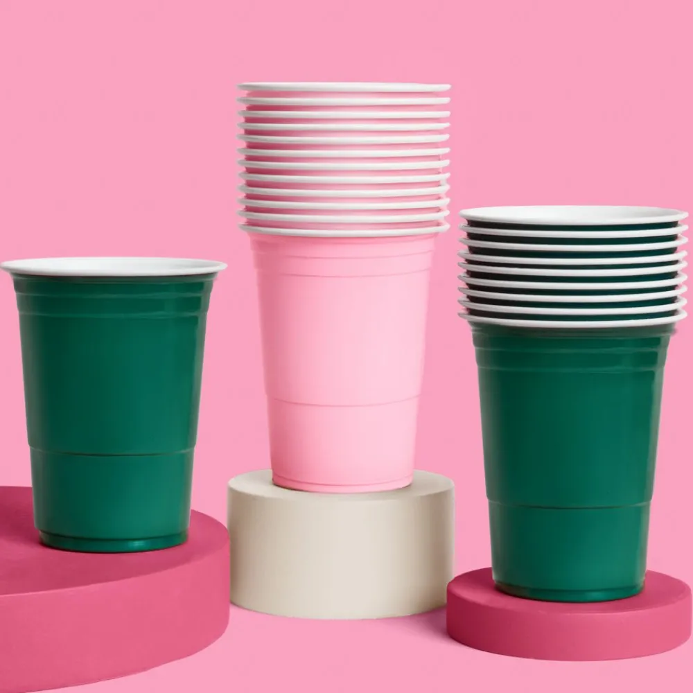 Sale xo, Fetti Green and Pink Plastic Cups