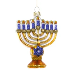 Sale Cody Foster Co. Hanukkah Menorah Glass Candle Ornament by Cody Foster