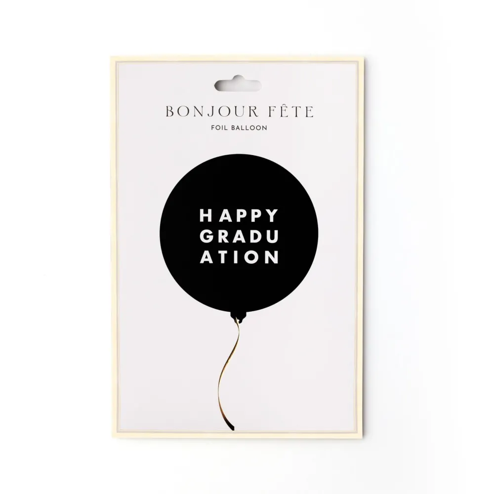 New Bonjour Fete Happy Graduation Black Foil Balloon