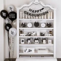 New Bonjour Fete Happy Graduation Black Foil Balloon