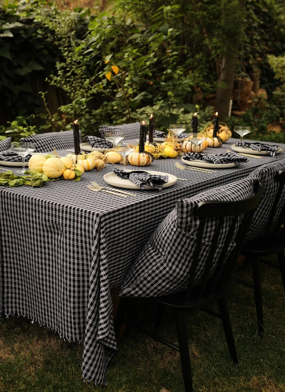 Outlet Heather Taylor Home Harrison Plaid Black Tablecloth