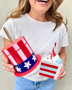 New Packed Party Hats Off To The USA Patriotic Sippers