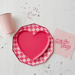 Sale Bonjour Fete Haute Pink Signature Checker Large Plates