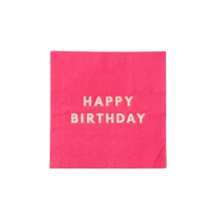 Bonjour Fete Haute Pink Signature Happy Birthday Cocktail Napkins