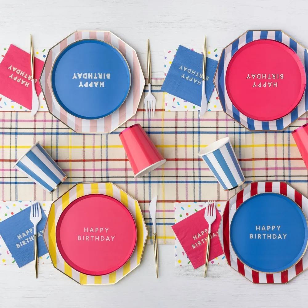 Bonjour Fete Haute Pink Signature Happy Birthday Cocktail Napkins