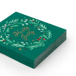 Bonjour Fete Holly Jolly Christmas Cocktail Napkins